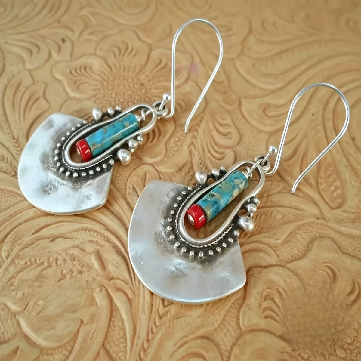 Turquoise Fan Drop Earrings