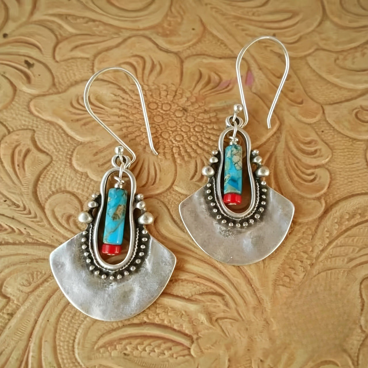 Turquoise Fan Drop Earrings