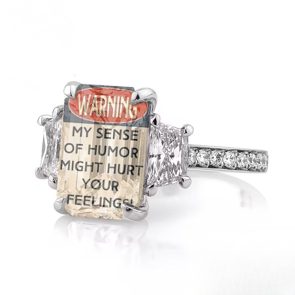 Humorous Warning Sign Ring