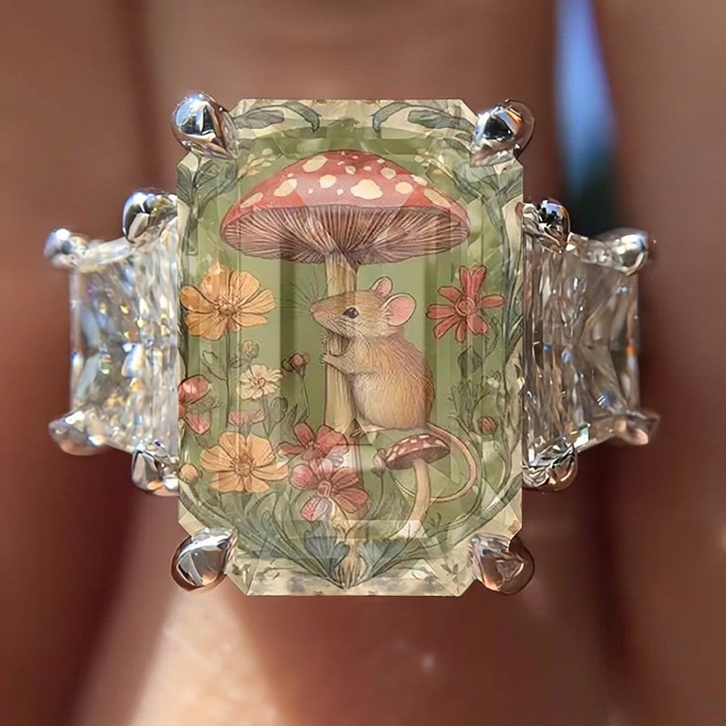 Mouse & Mushroom Square Ring