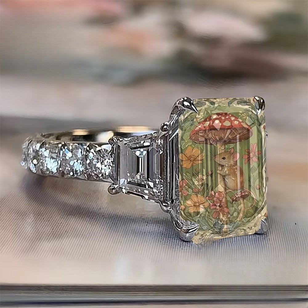 Mouse & Mushroom Square Ring