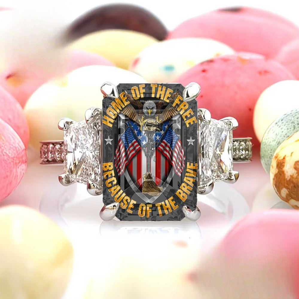 Patriotic Shield Statement Ring