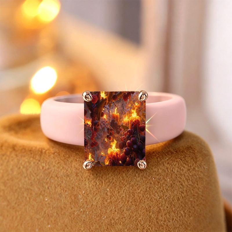 Berry & Flame Square Ring