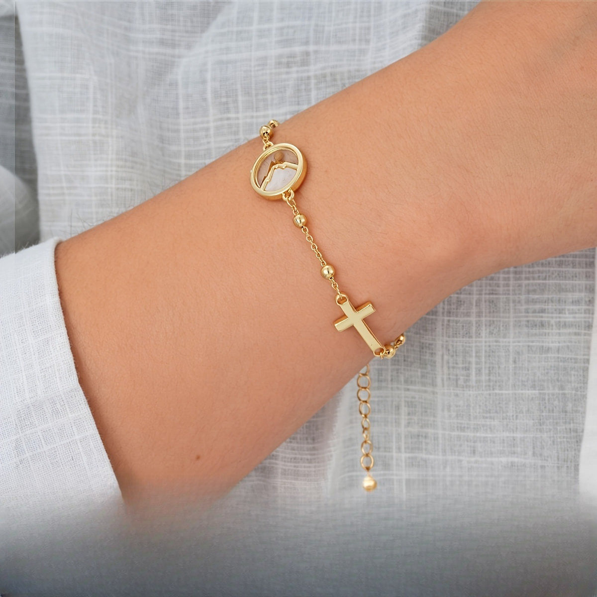 Cross & Mustard Seed Charm Bracelet