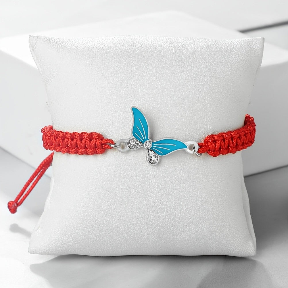 Enamel Butterfly Woven Bracelet