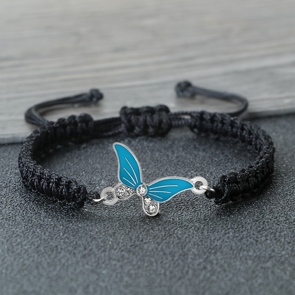 Enamel Butterfly Woven Bracelet