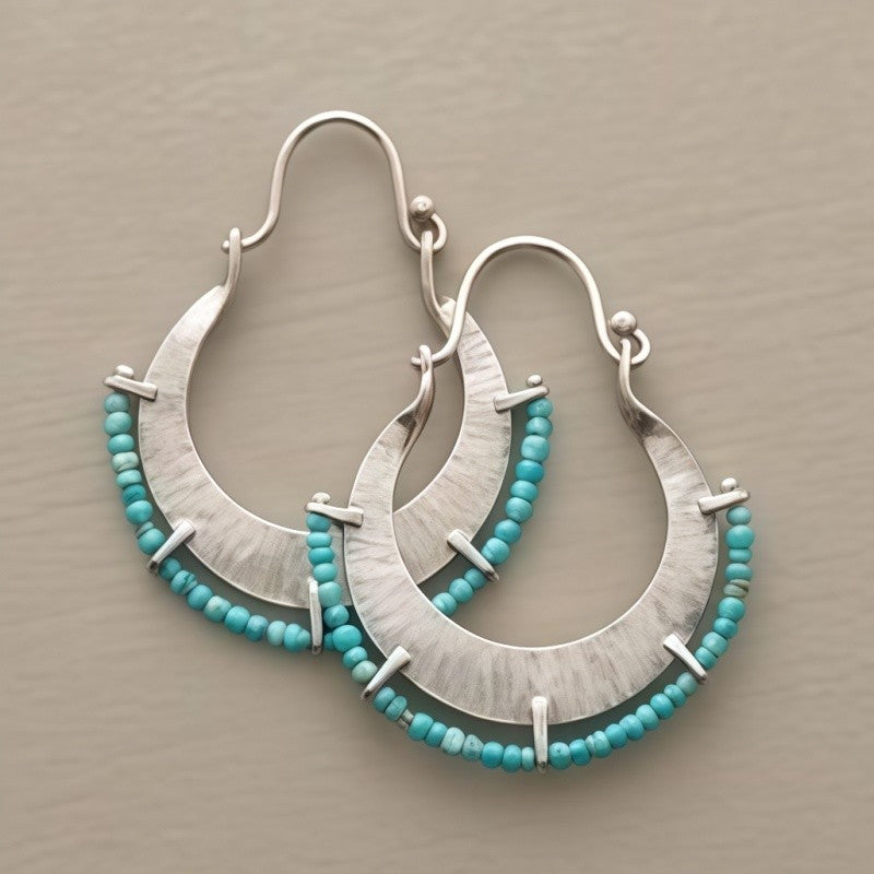 Turquoise Crescent Hoop Earrings