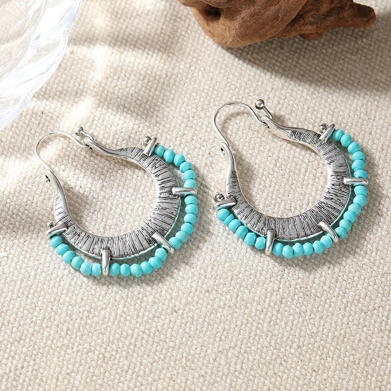 Turquoise Crescent Hoop Earrings