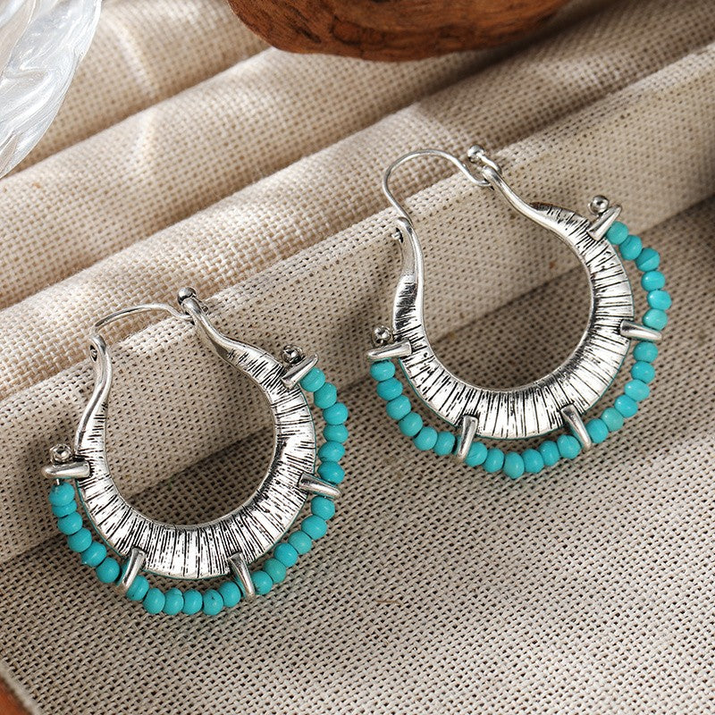 Turquoise Crescent Hoop Earrings