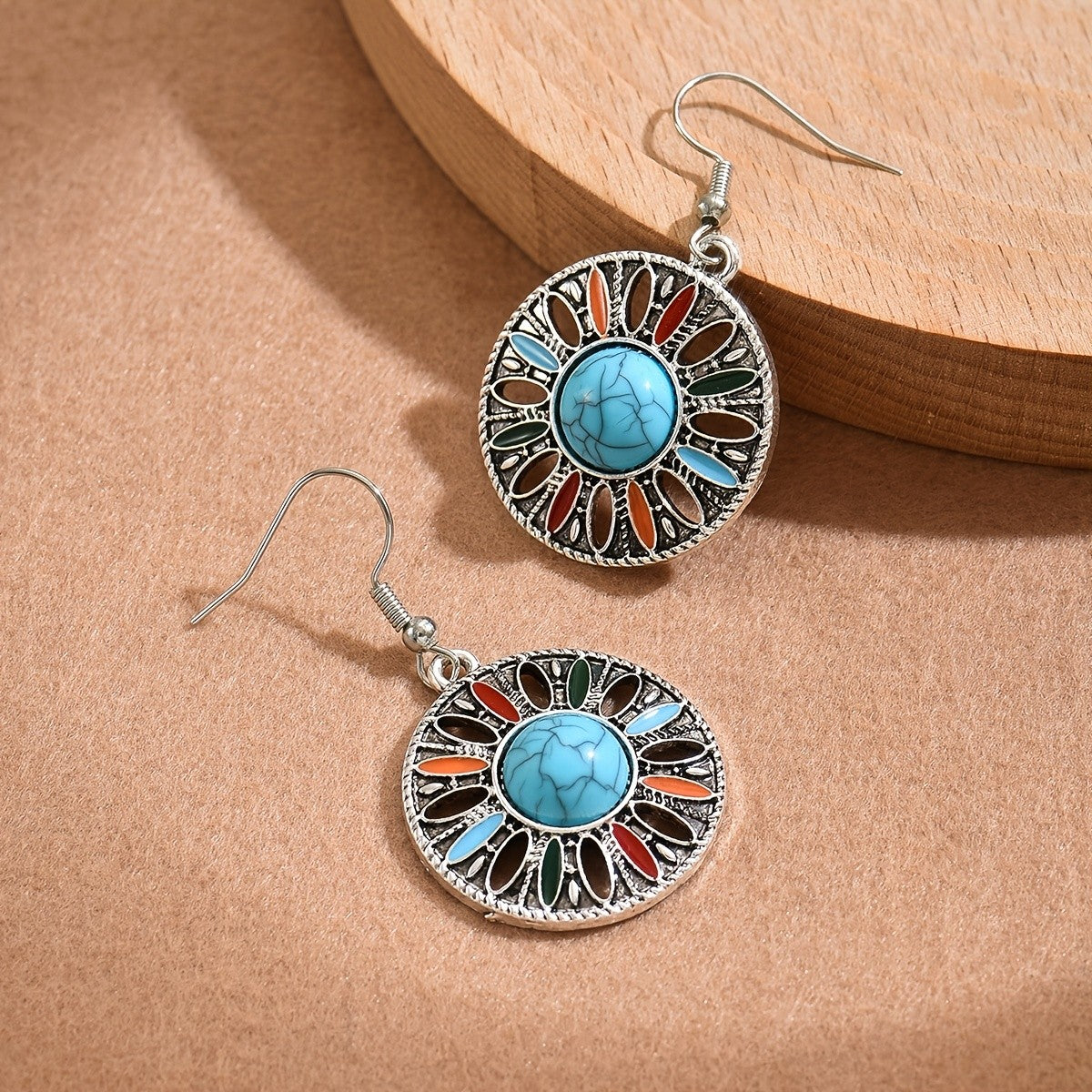 Sunburst Stone Drop Earrings