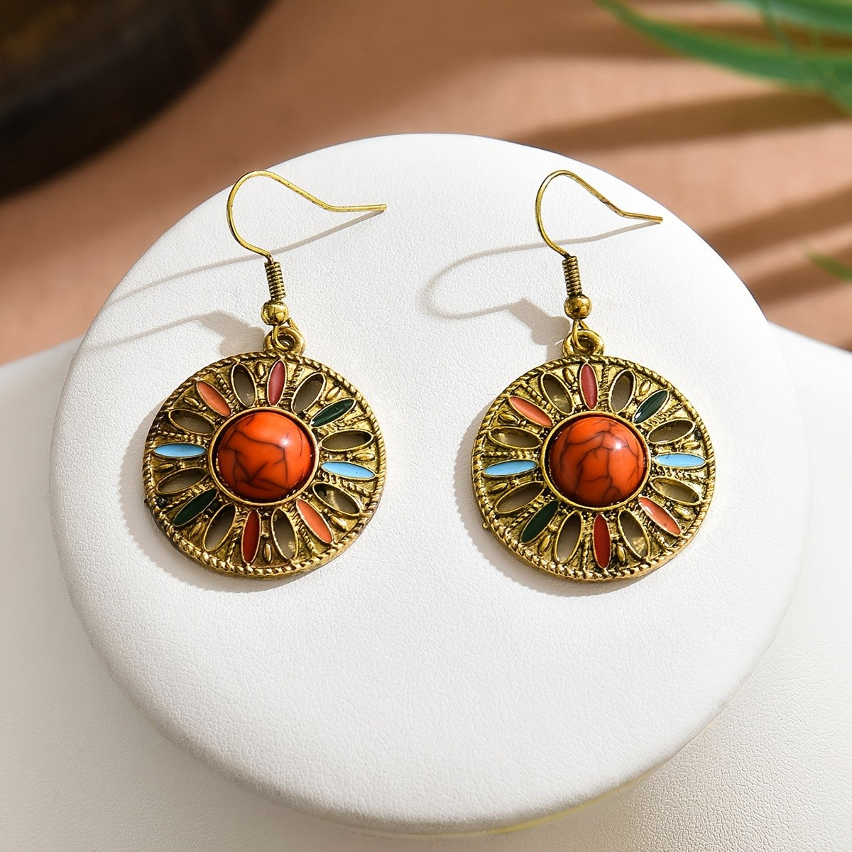 Sunburst Stone Drop Earrings