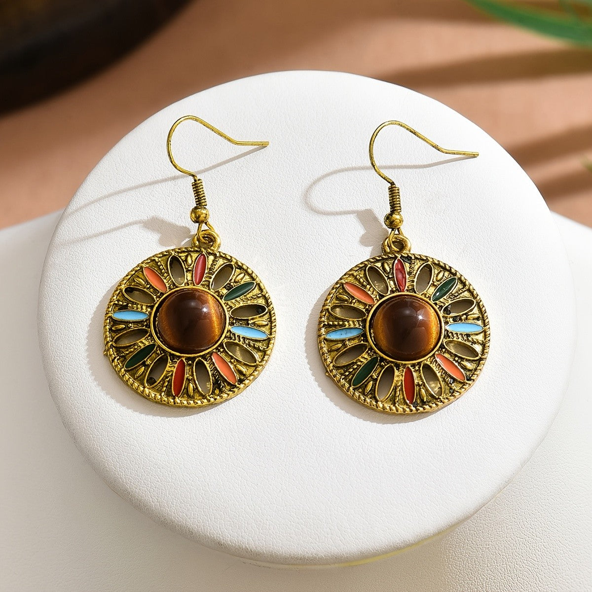 Sunburst Stone Drop Earrings