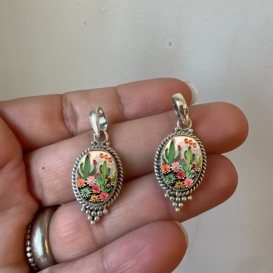 Cactus Garden Oval Necklace