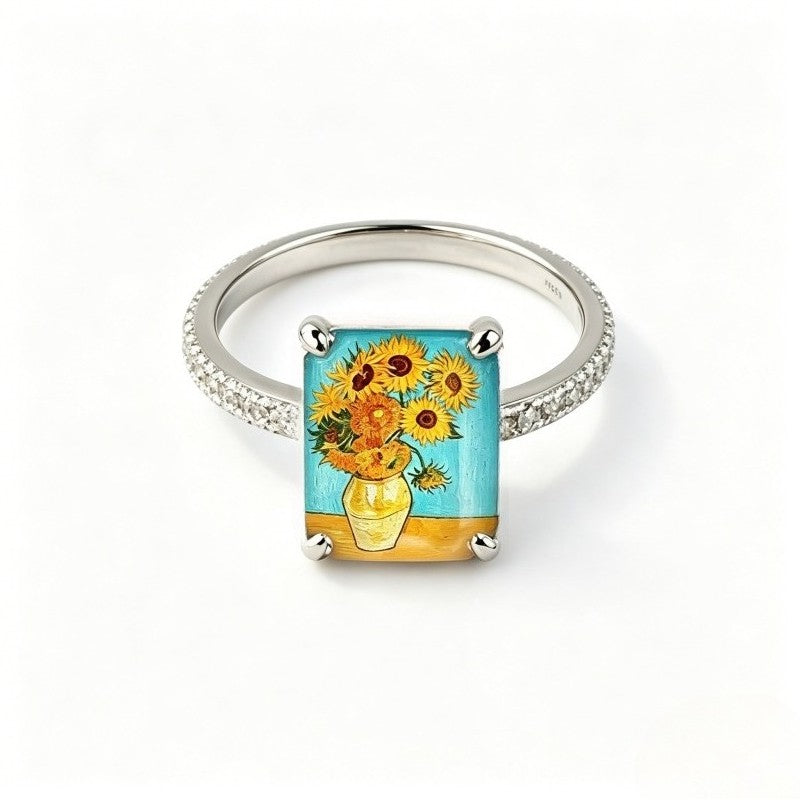 Sunflower Still Life Square Ring