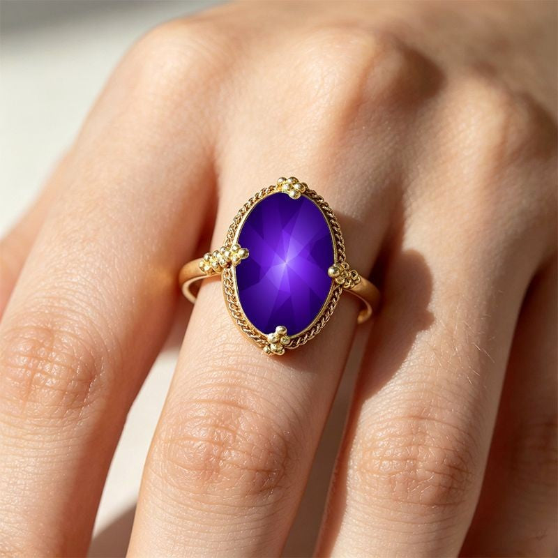 Purple Oval Statement Ring