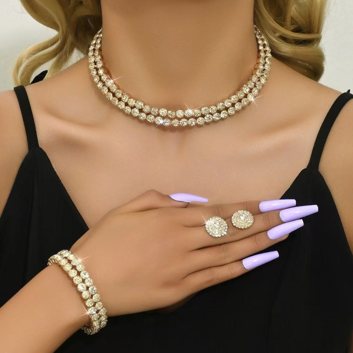 Double Row Crystal Jewelry Set