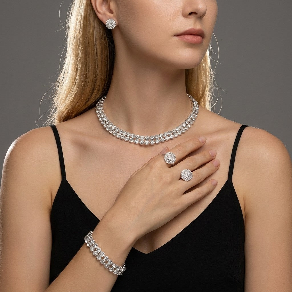 Double Row Crystal Jewelry Set