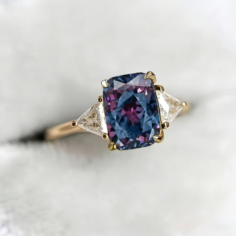 Square Purple Crystal Statement Ring
