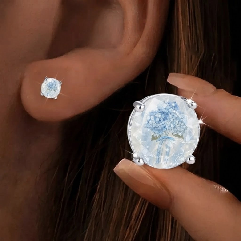 Blue Hydrangea Bouquet Stud Earrings