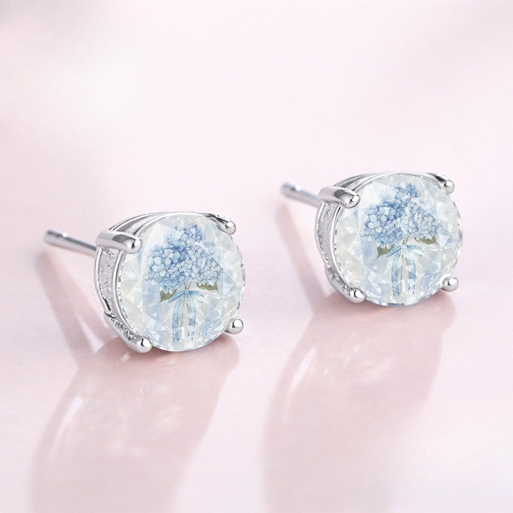 Blue Hydrangea Bouquet Stud Earrings
