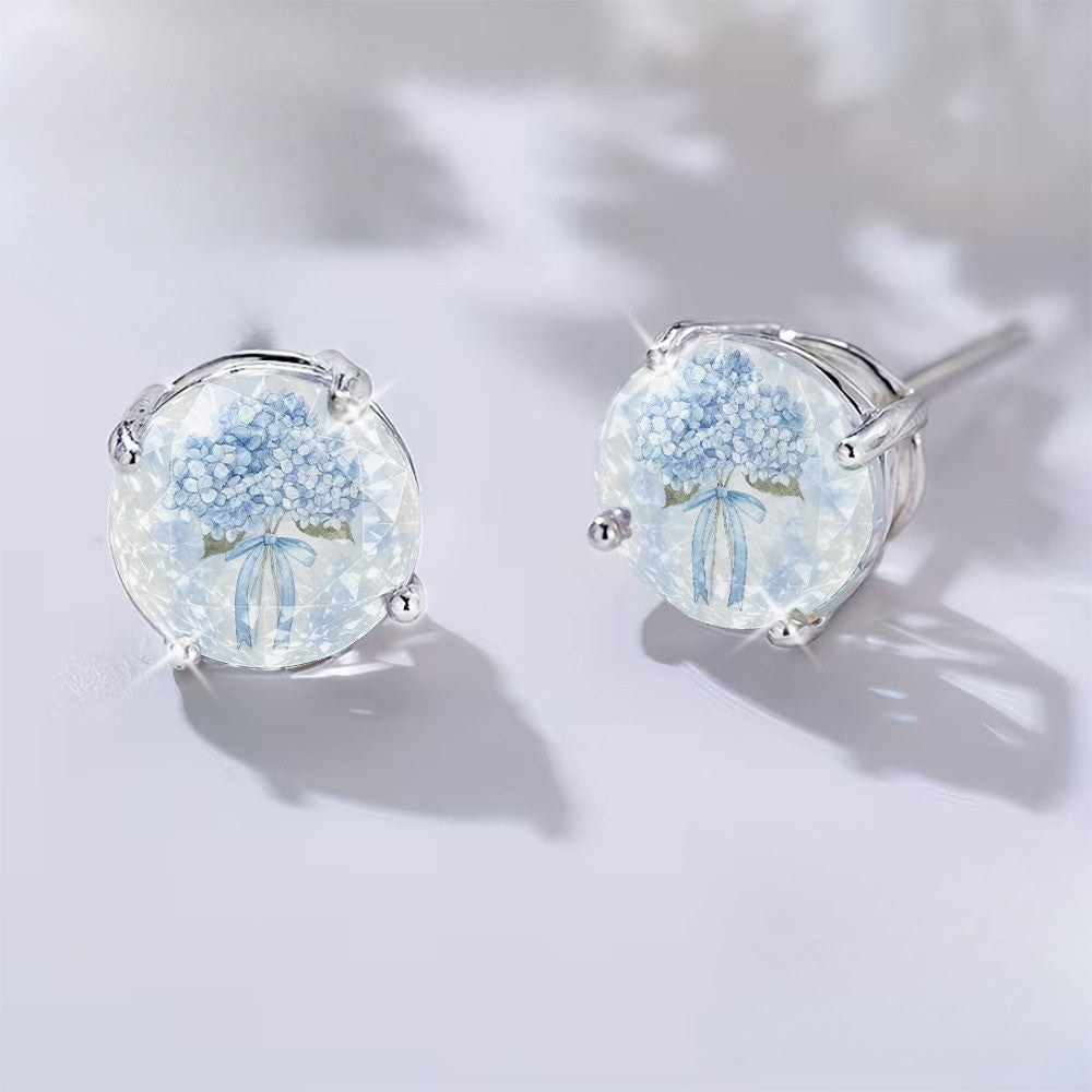 Blue Hydrangea Bouquet Stud Earrings