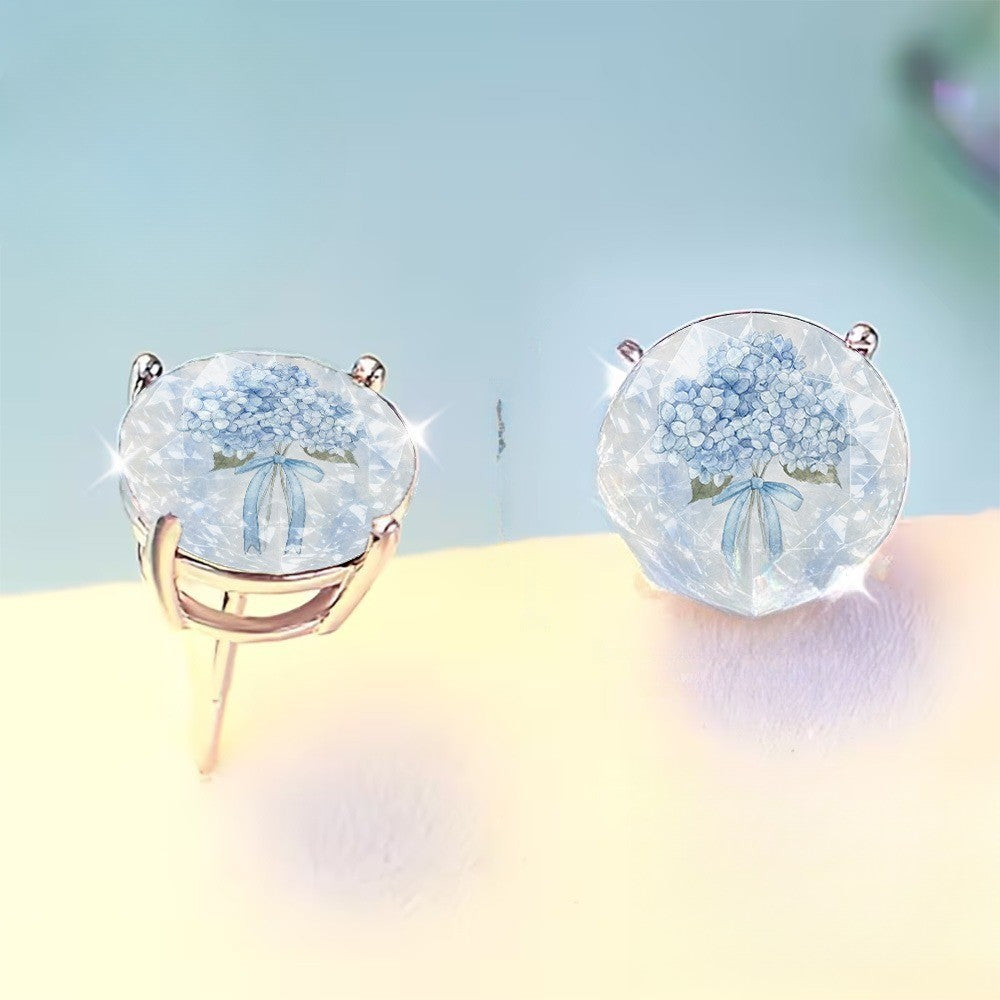 Blue Hydrangea Bouquet Stud Earrings