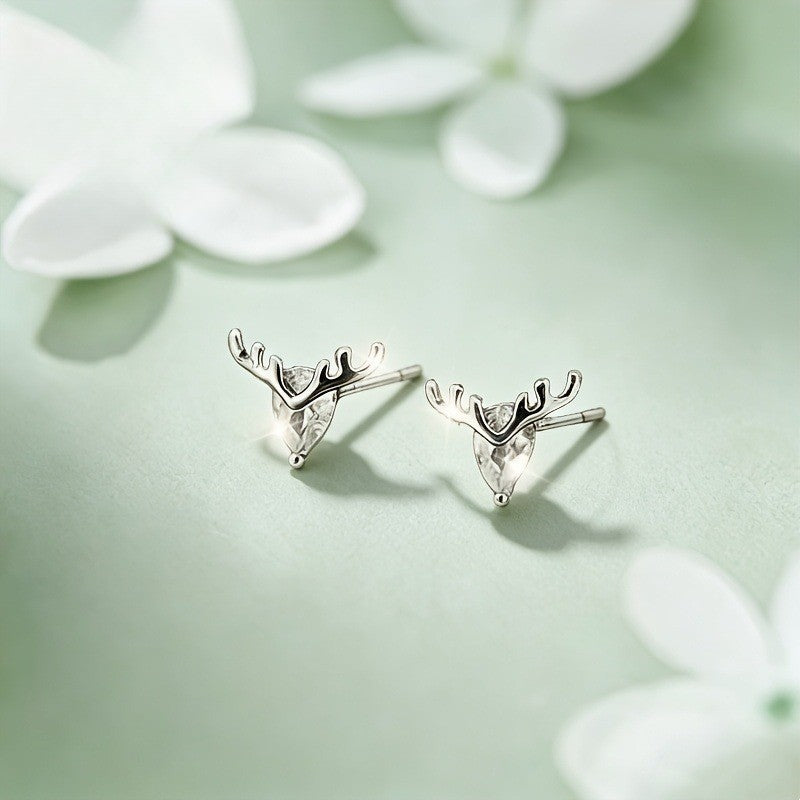 Crystal Stag Head Stud Earrings
