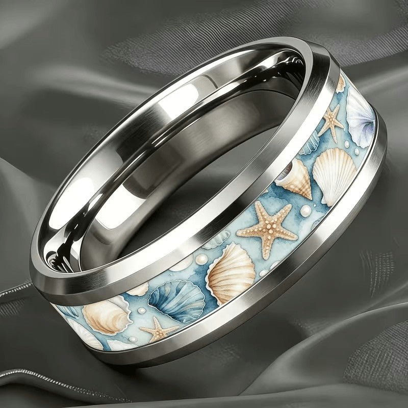 Watercolor Seashell Ring