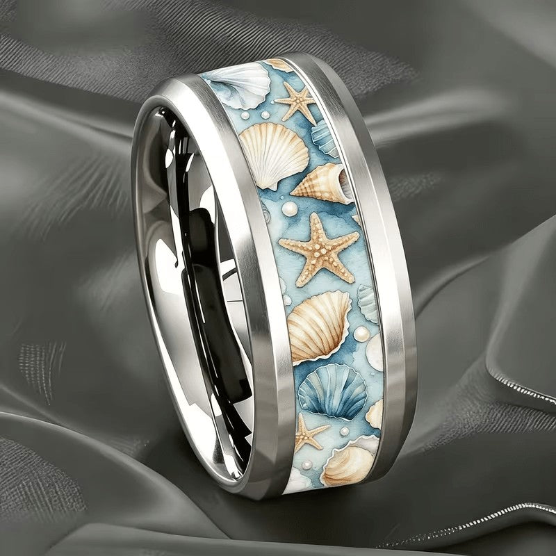 Watercolor Seashell Ring