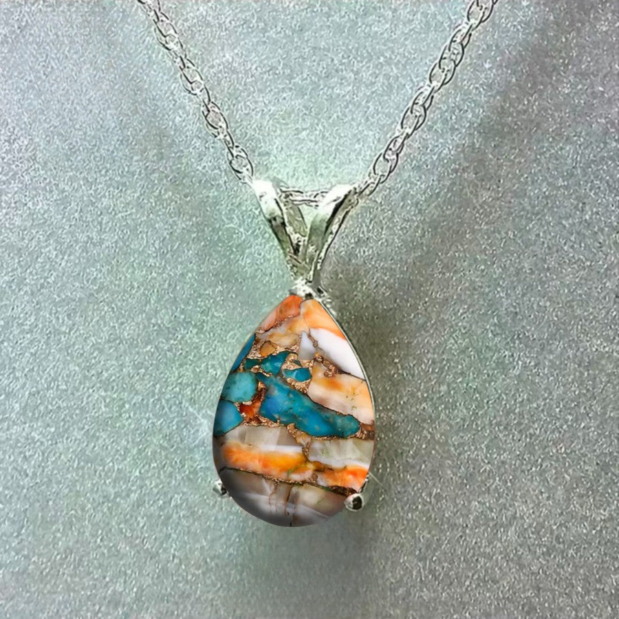 Abstract Mosaic Teardrop Necklace