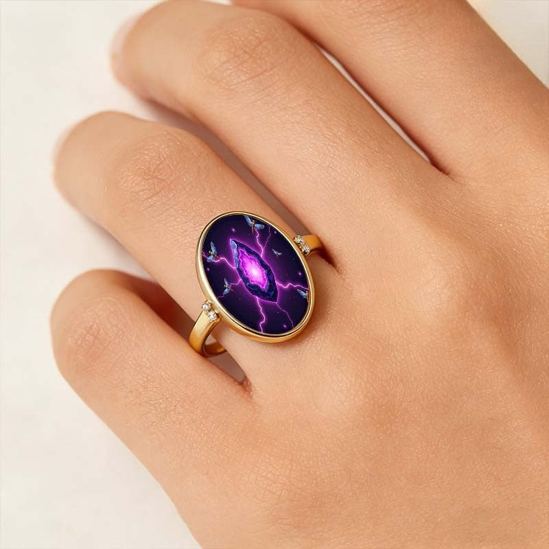 Purple Crystal Lightning Ring