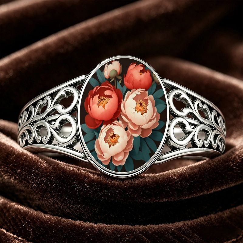 Floral Peony Oval Ring