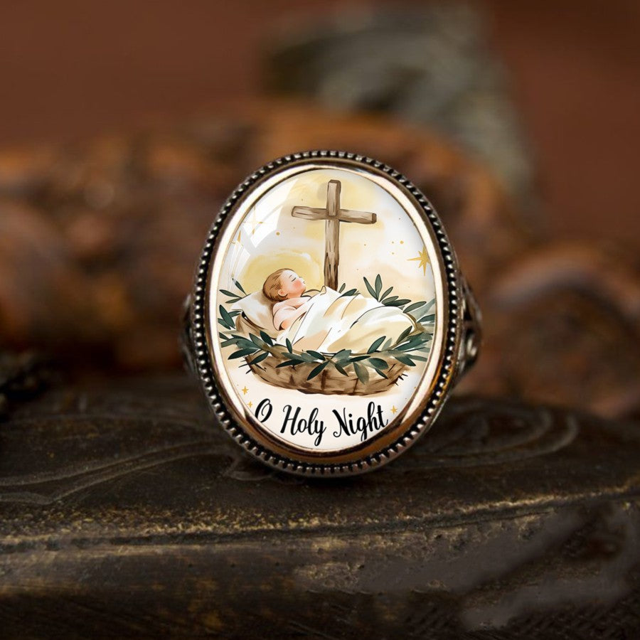 Nativity Scene Oval Ring