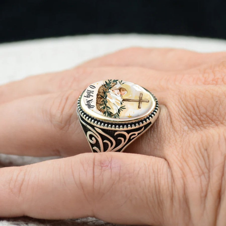 Nativity Scene Oval Ring