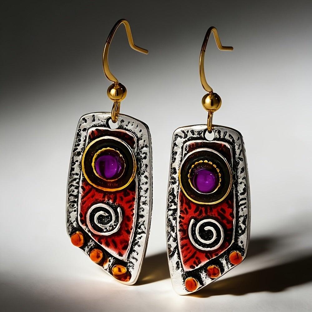 Purple Spiral Drop Earrings