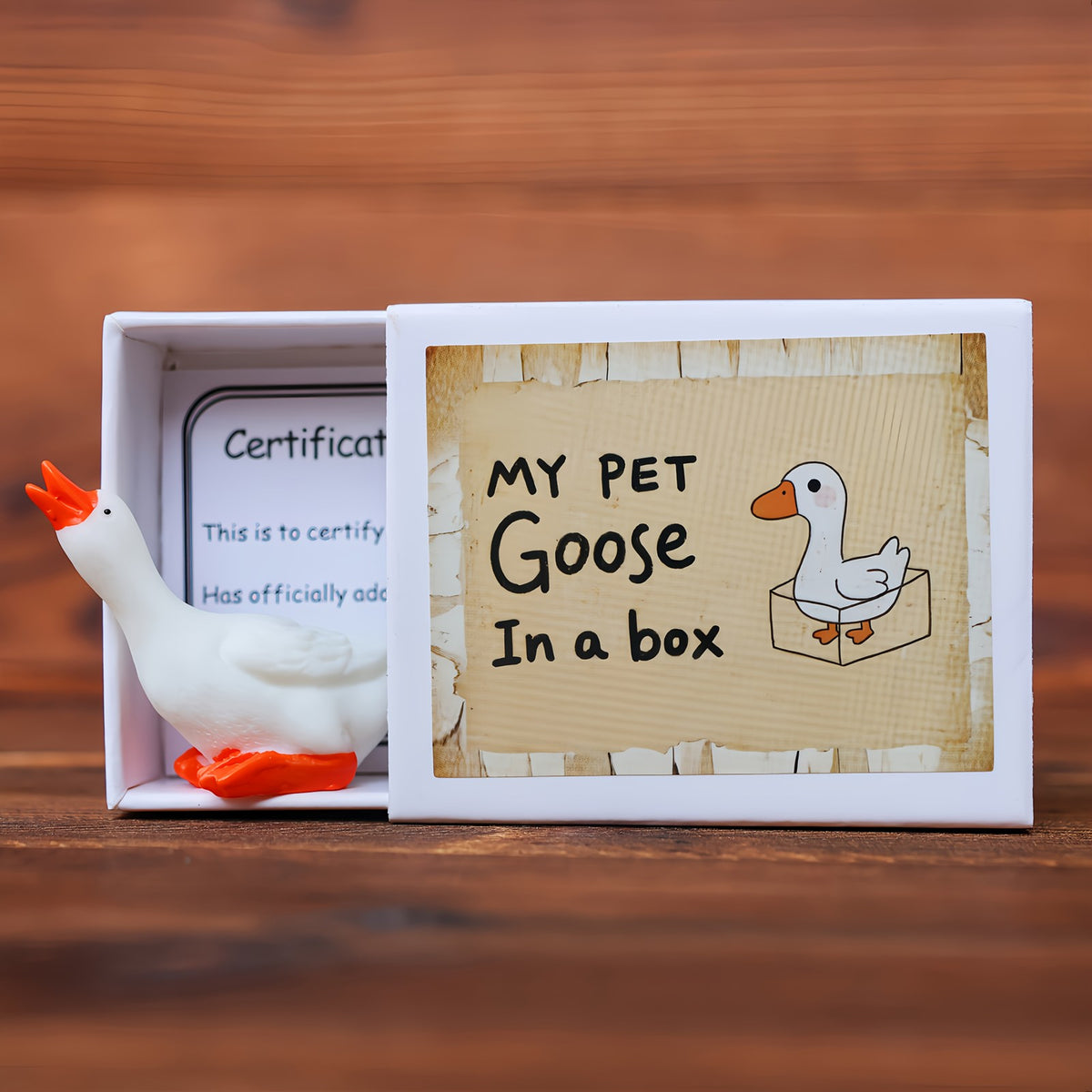 Pet Goose in a Box Figurine