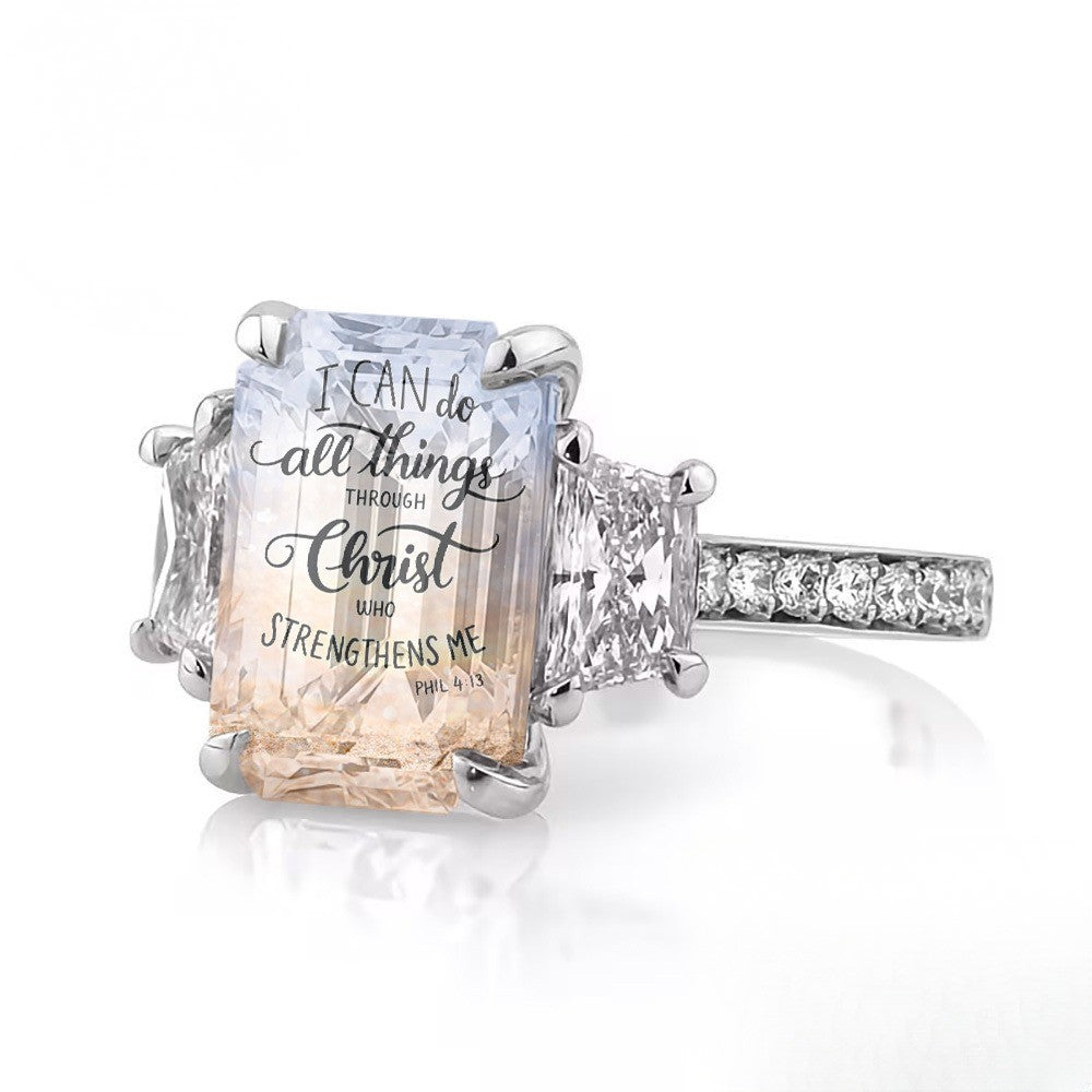 Scripture Square Stone Ring