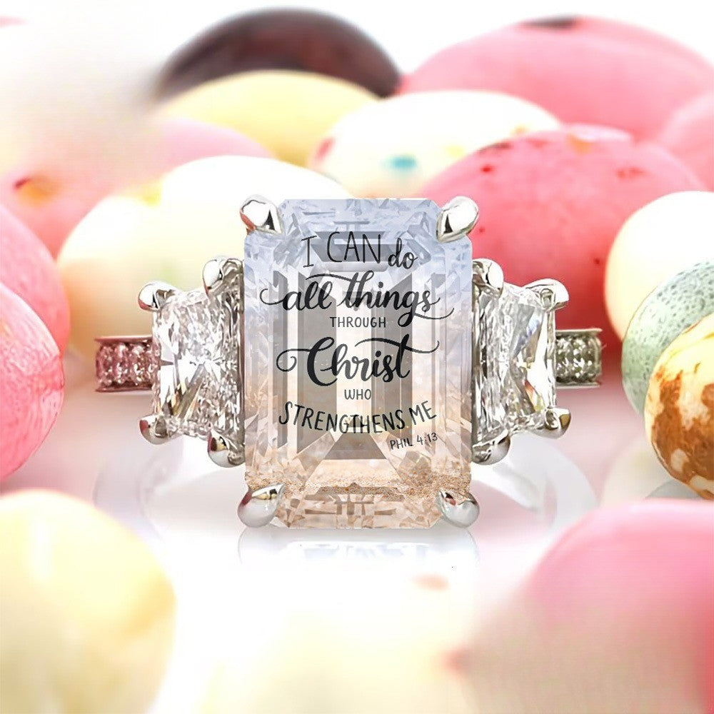 Scripture Square Stone Ring