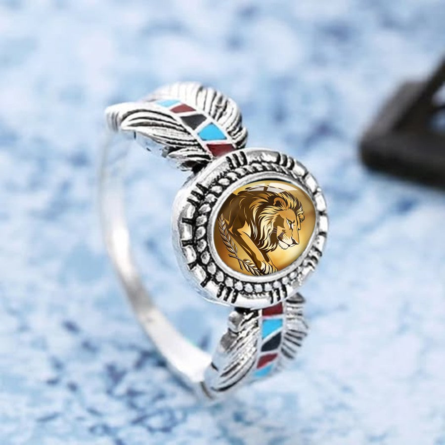 Lion & Feather Oval Ring