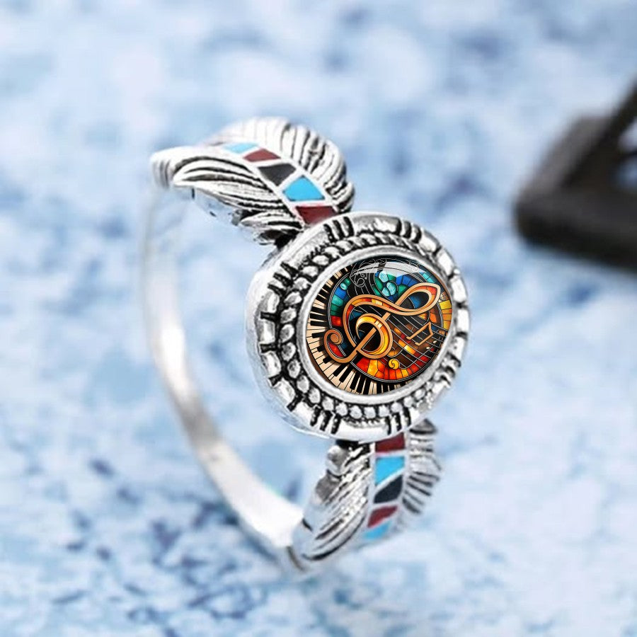 Stained Glass Treble Clef Ring
