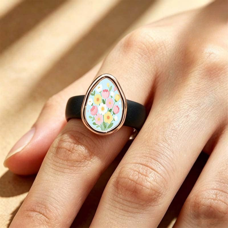 Pastel Floral Bouquet Teardrop Ring