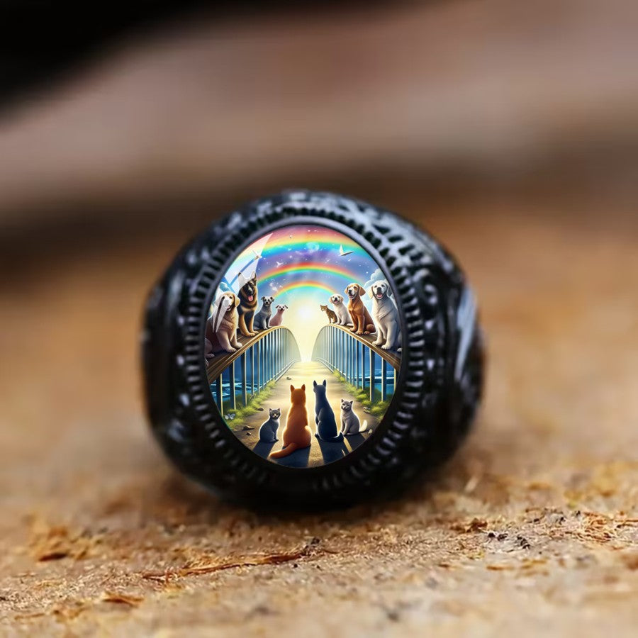 Rainbow Bridge Cats & Dogs Oval Ring