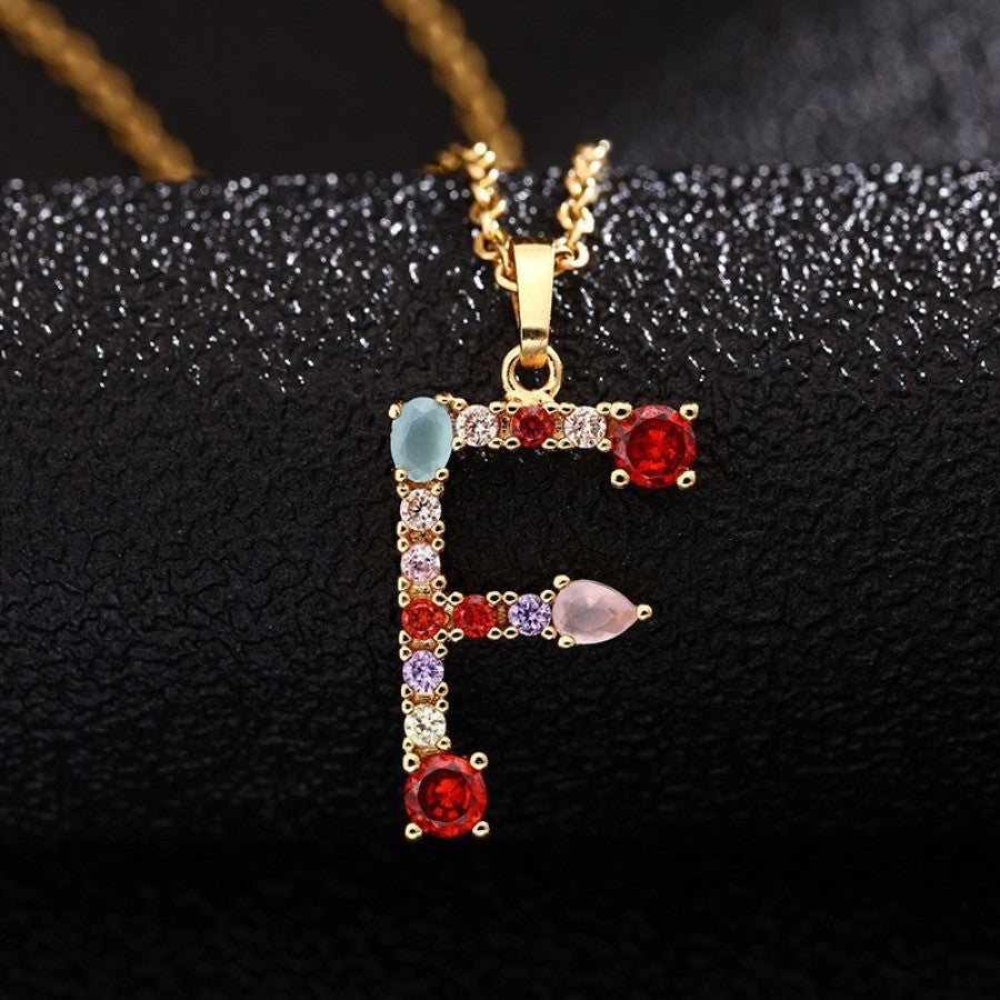 Multicolor Zircon Initial Necklace