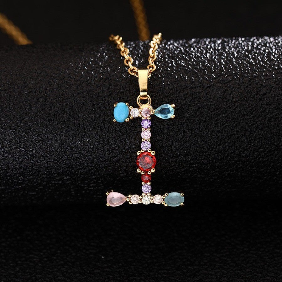 Multicolor Zircon Initial Necklace