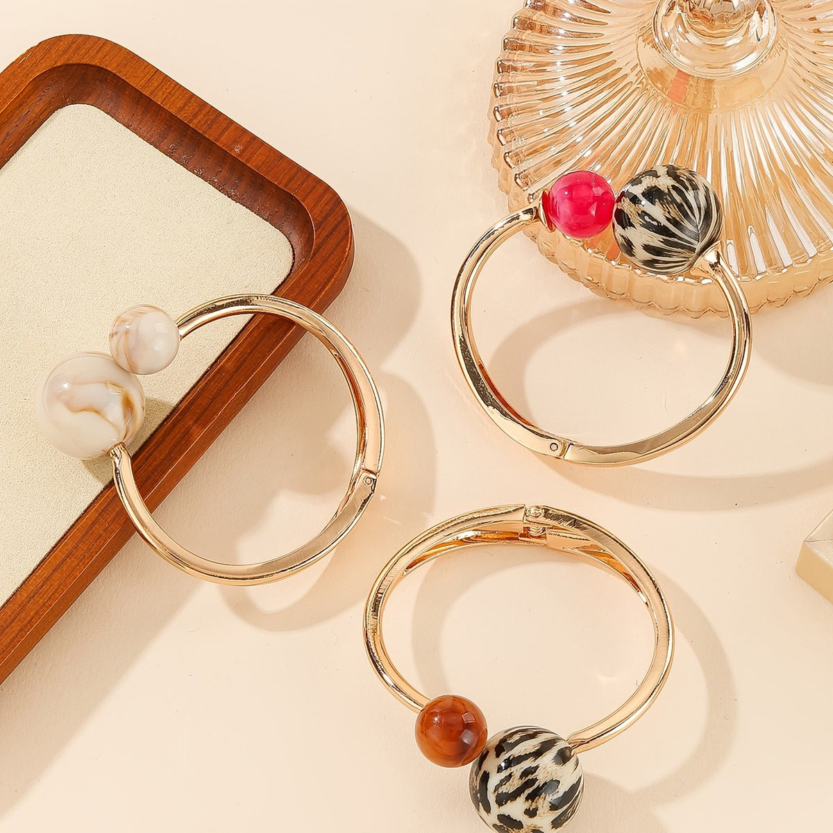Leopard Bead Open Bangle