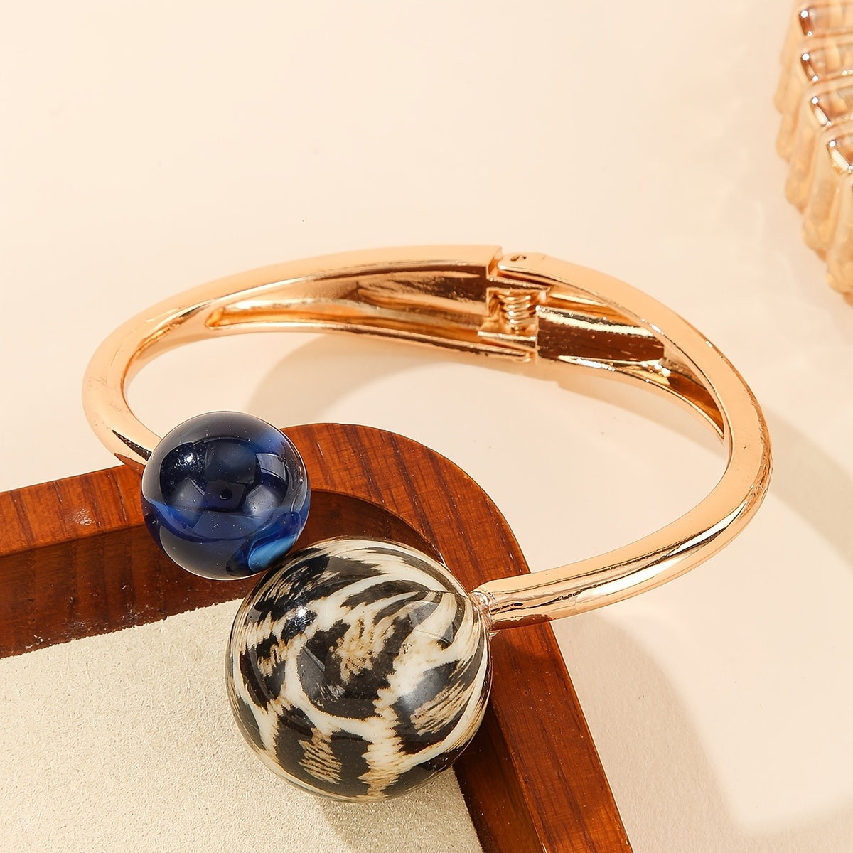 Leopard Bead Open Bangle