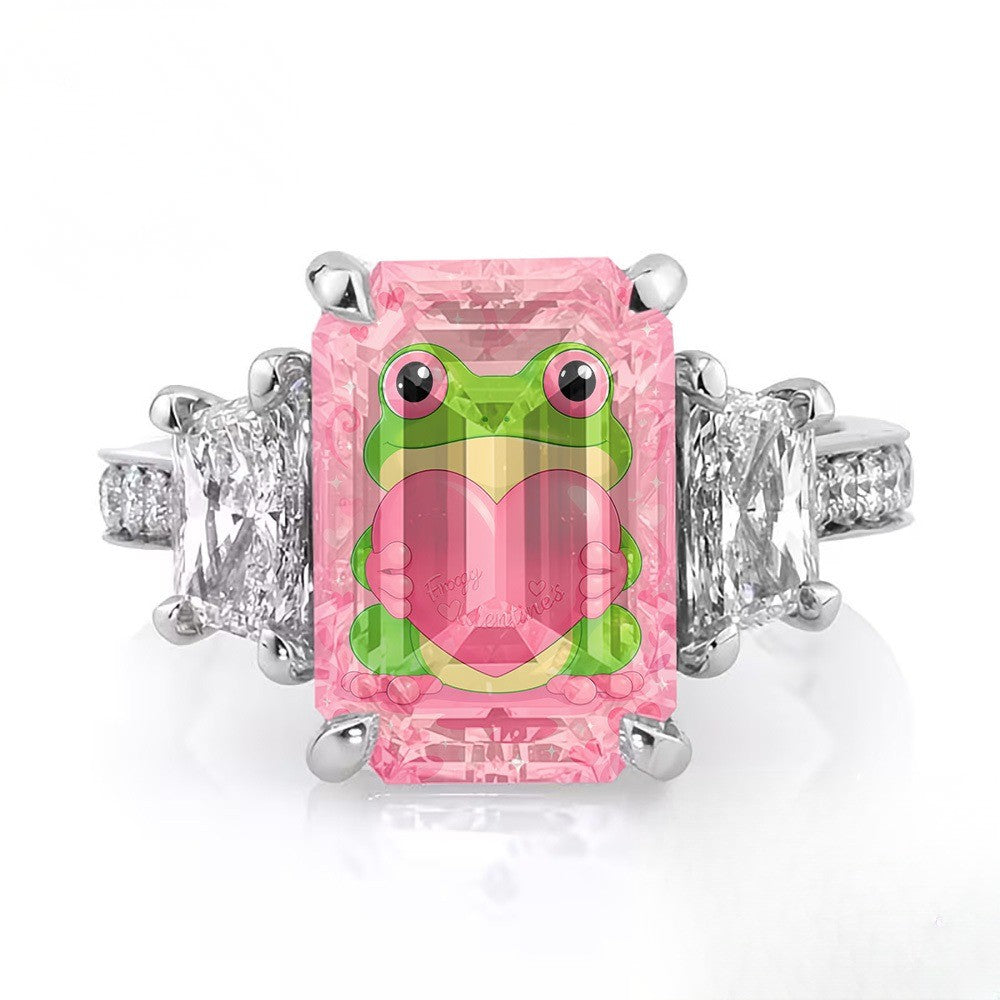 Pink Frog Heart Ring