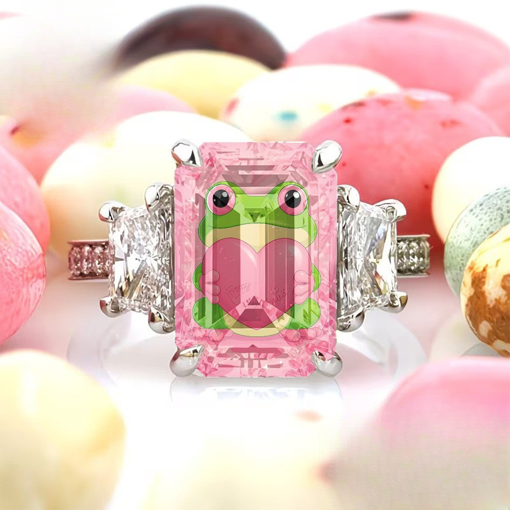 Pink Frog Heart Ring