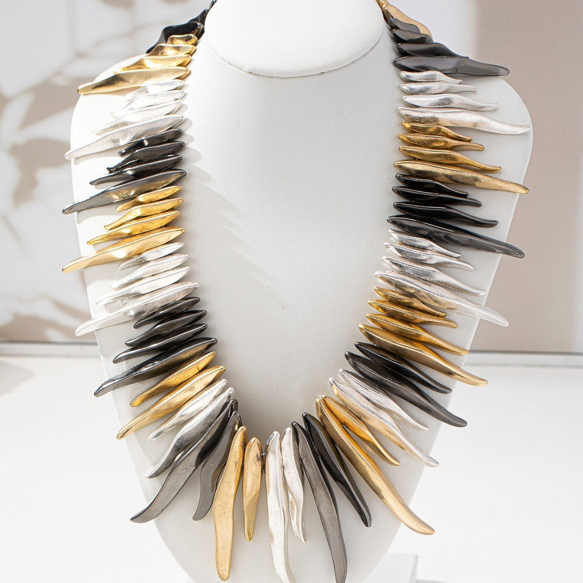 Multi-Tone Geometric Collar Necklace