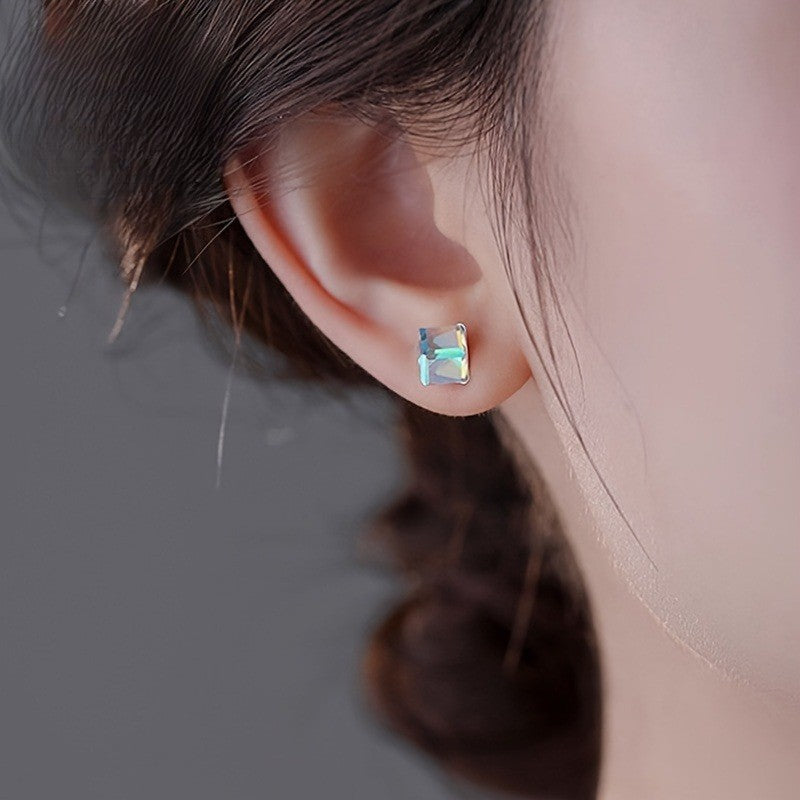 Iridescent Square Stud Earrings